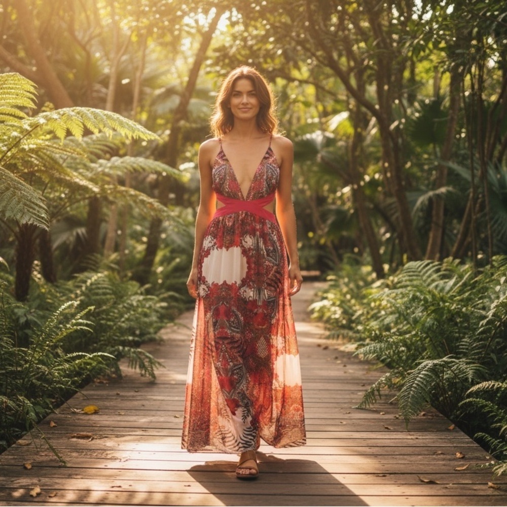Fashion Nova Beautiful Malibu Sundays Printed Maxi Dress. Size XL - Picture 1 of 4